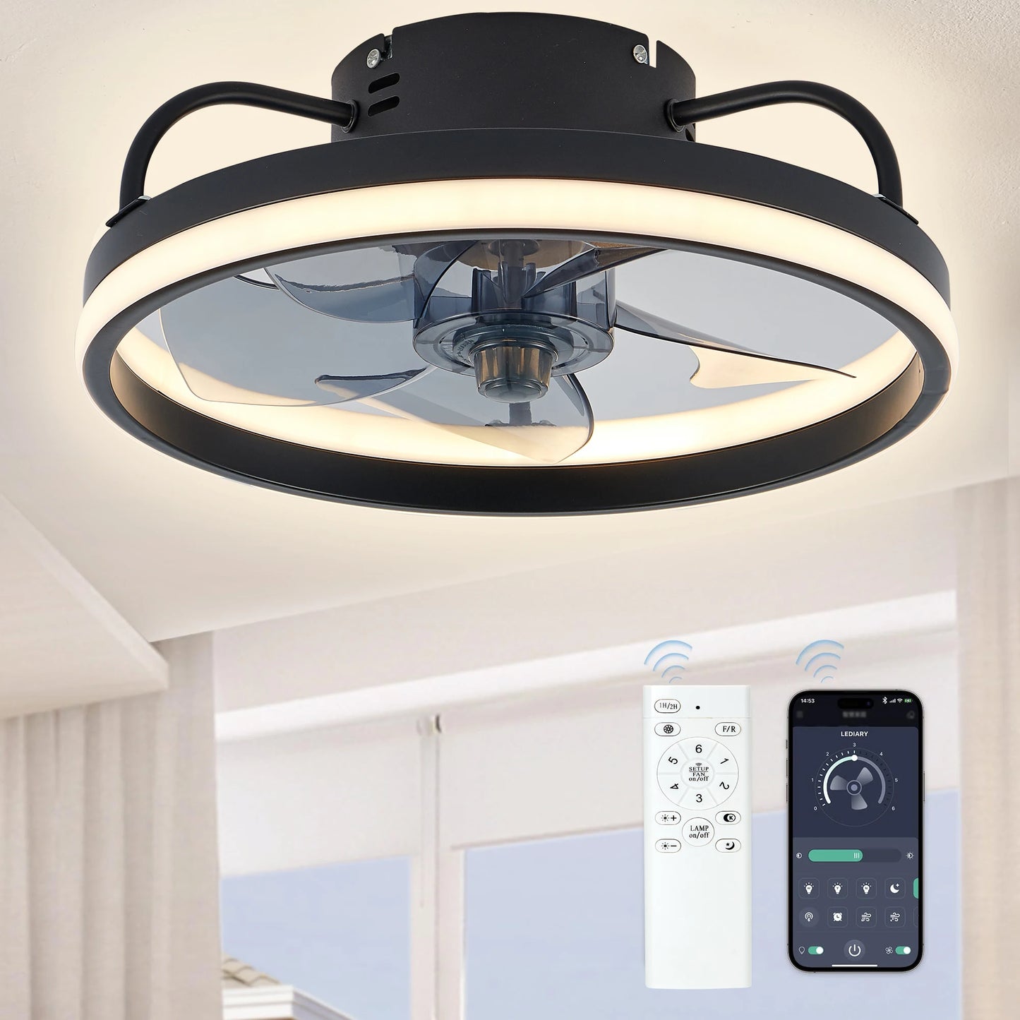 LED Ceiling Light Fan with Remote controller For Big Livingrooms