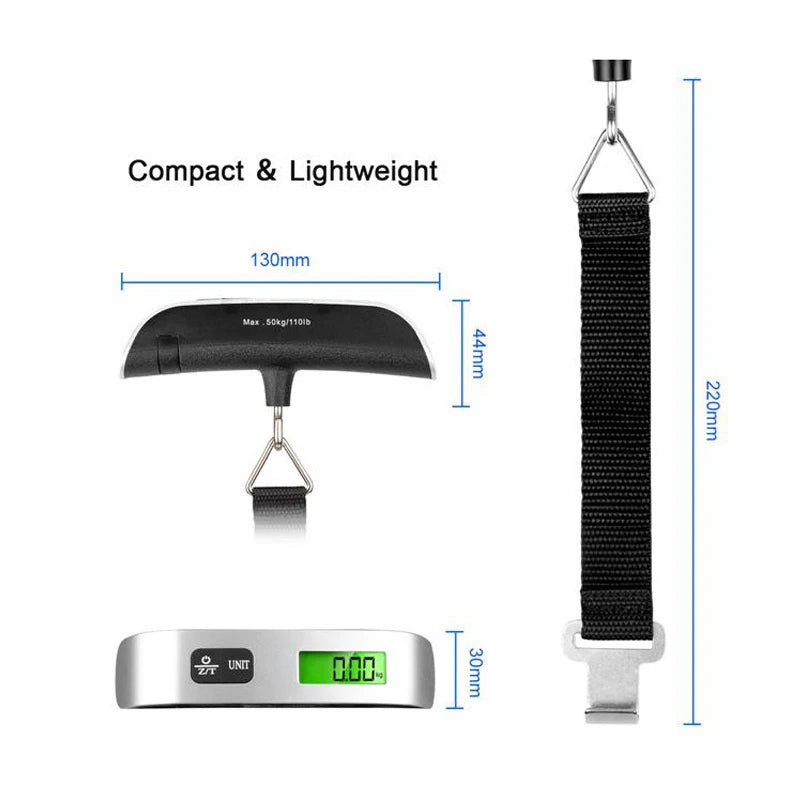 50kg 10g Digital Scale Electronic Balance Pocket Luggage Hanging Scale Suitcase Travel Weighing Scale Baggage Bag Weight Tool