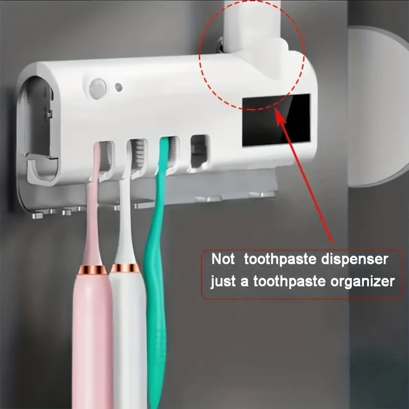 Multifunctional Induction Toothbrush Holder Automatic Toothpaste Squeezing Hole Free Wall Mounted Toothbrush Storage Box