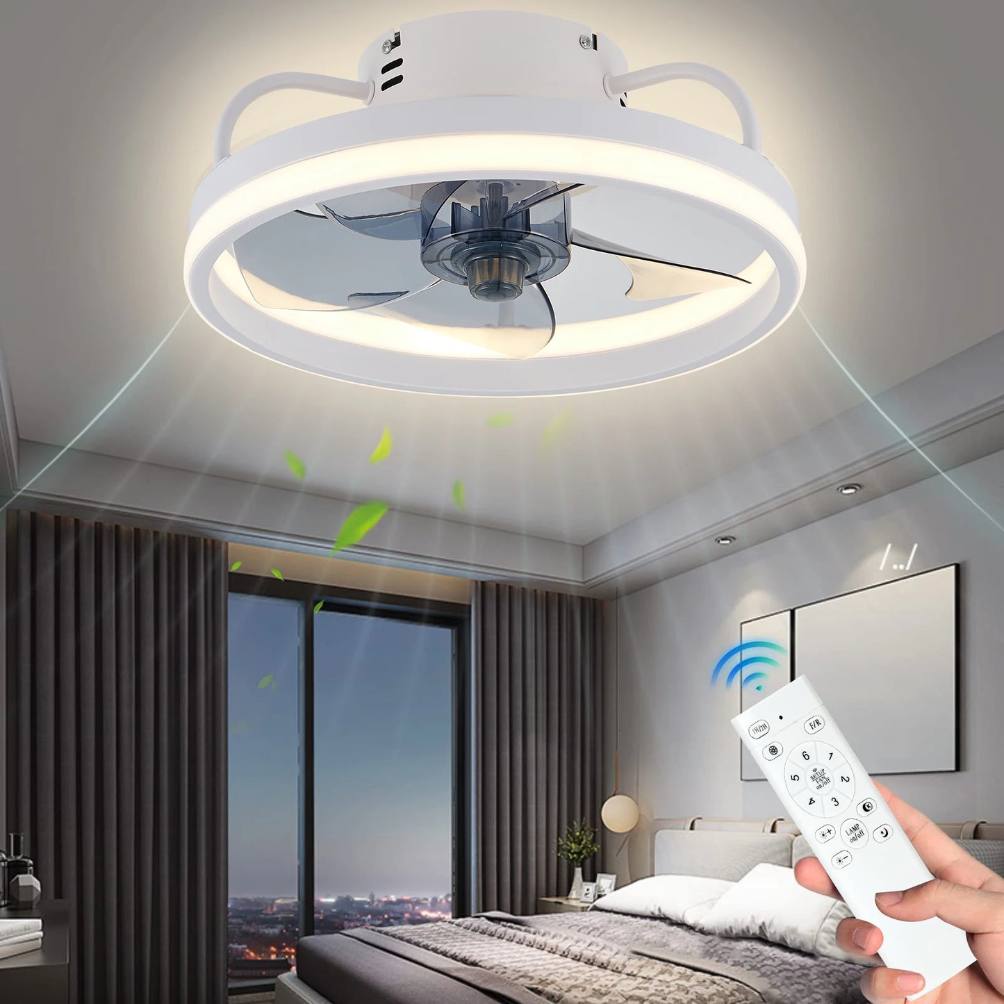 LED Ceiling Light Fan with Remote controller For Big Livingrooms
